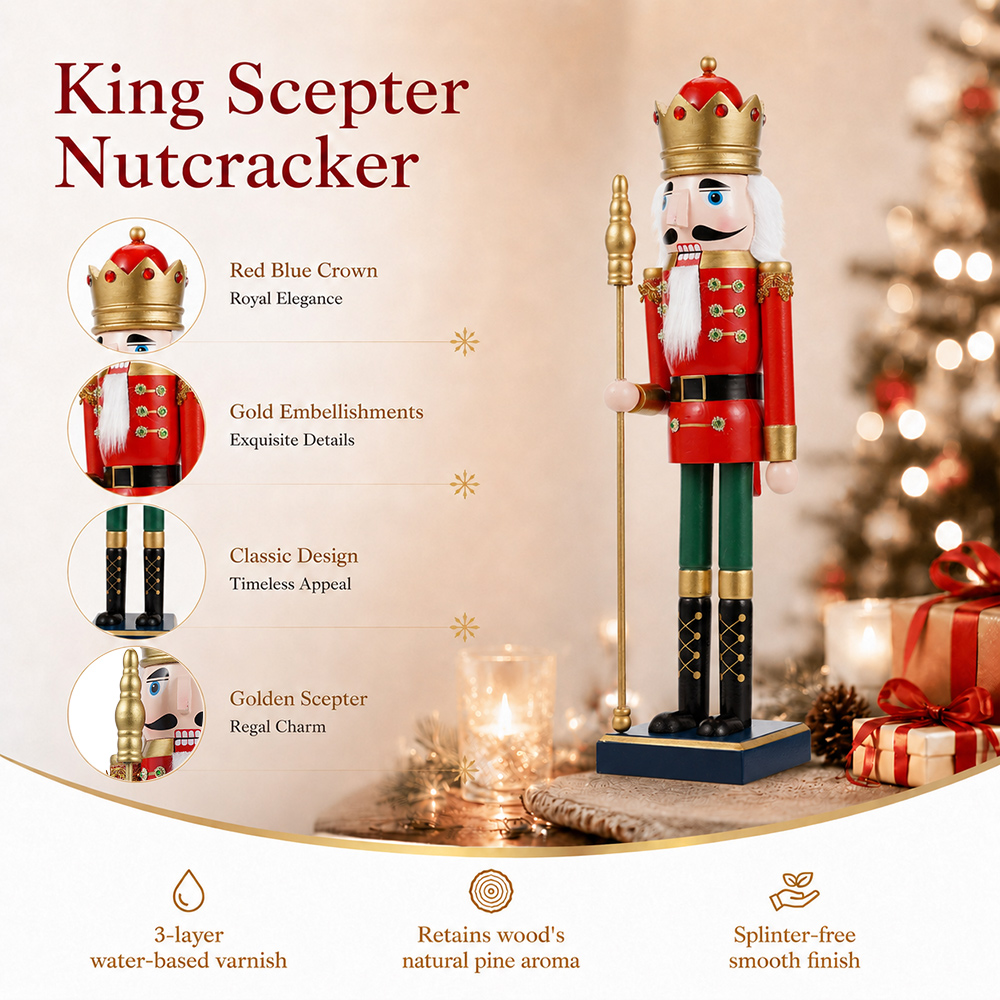 50CM Wooden Nutcracker Scepter - đánh giá và giá Nutcracker Figurine