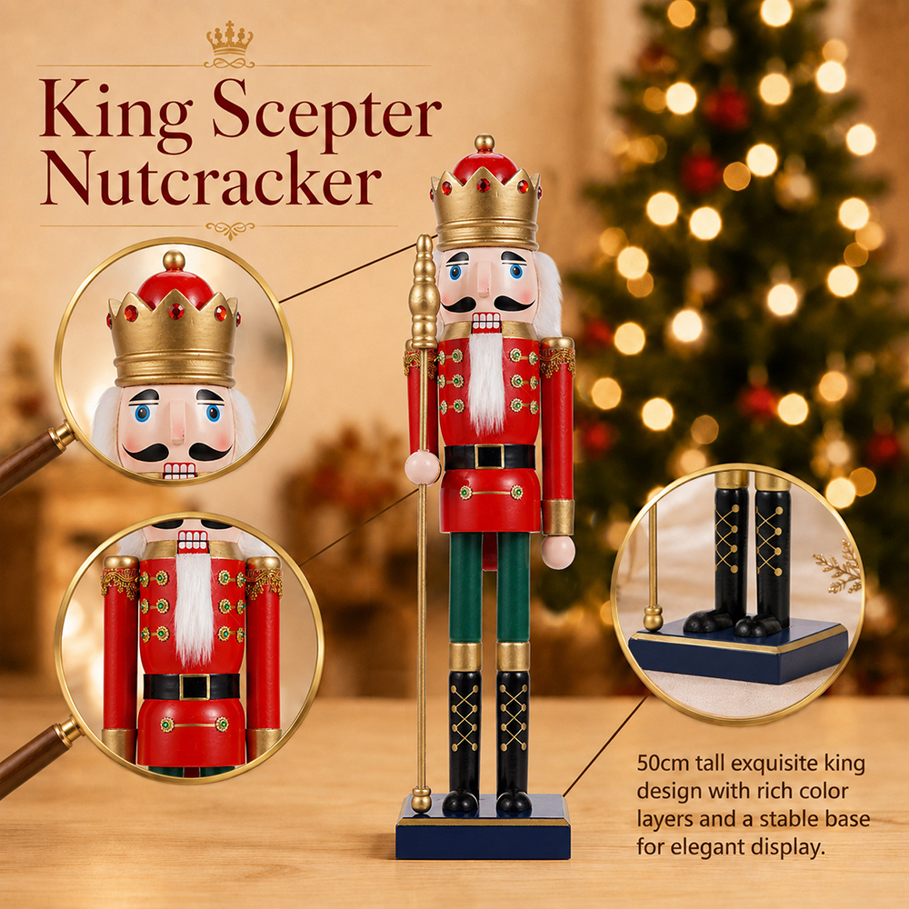 50CM Wooden Nutcracker Scepter - đánh giá và giá Nutcracker Figurine