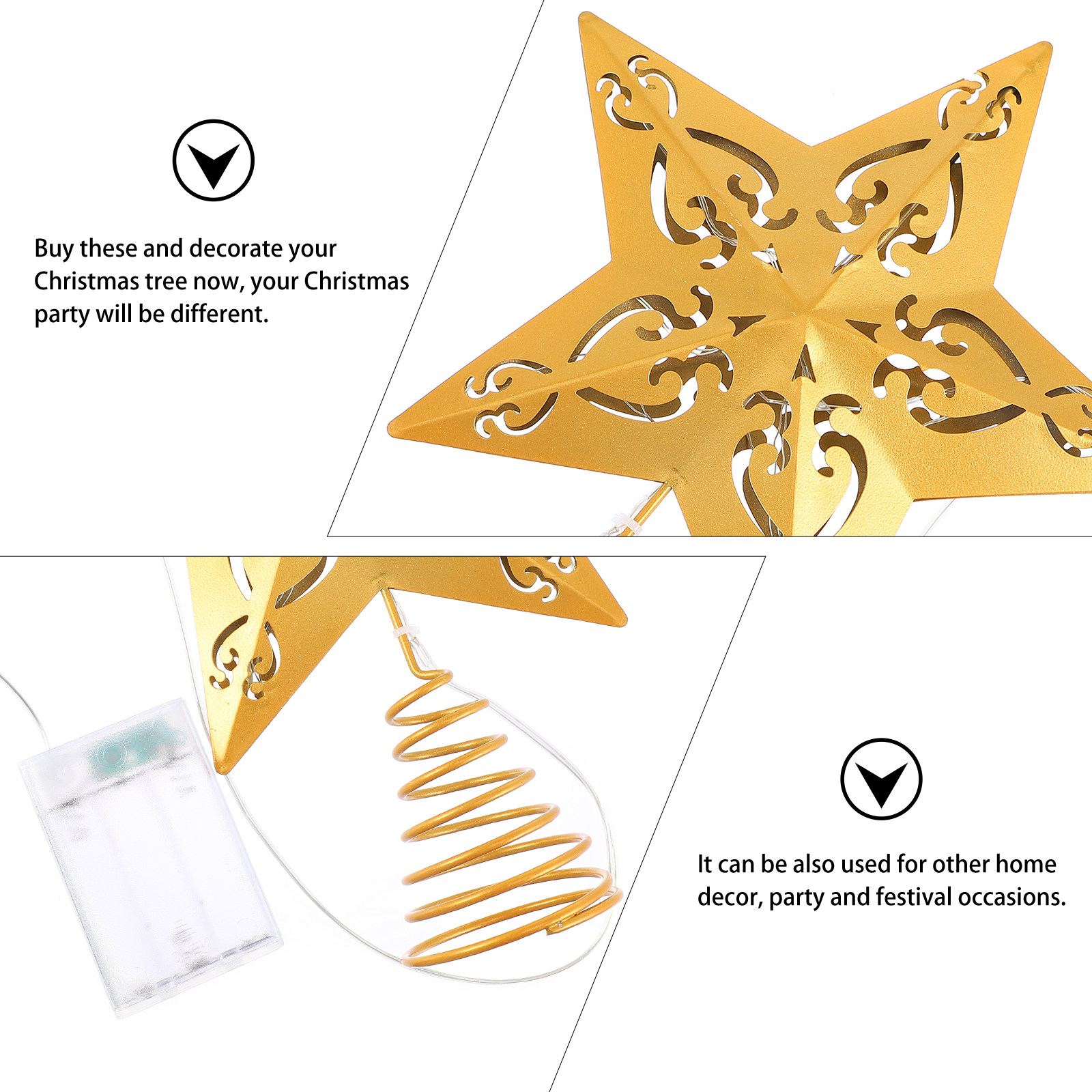 1Pcs Glitter-Coated Iron Golde - đánh giá và giá Star Tree Topper