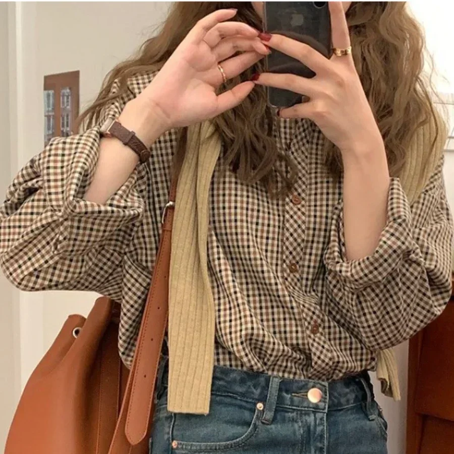 Plaid Shirts Women Retro Turn- - đánh giá và giá Christmas Throw Blanket